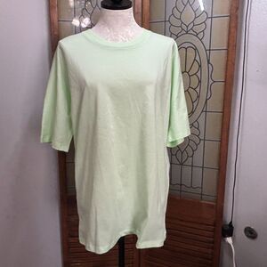bscly Organic Cotton Light Neon Green Crewneck Tee Sustainable Eco Size M